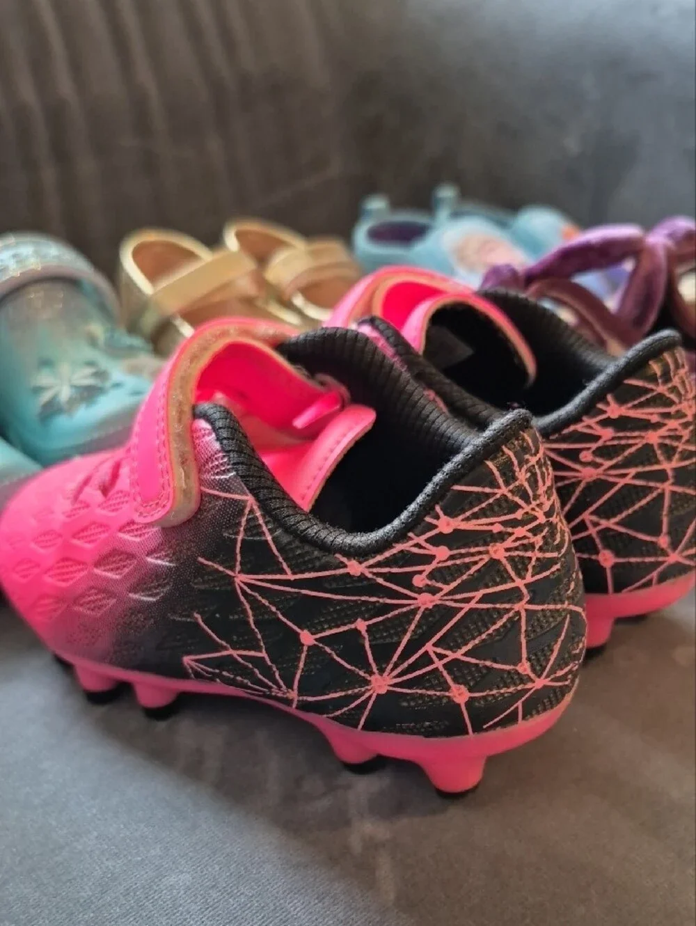 Bundle of Size 8 toddler girls -- SIX (6) pairs of shoes - CROCS, MARY JANES
